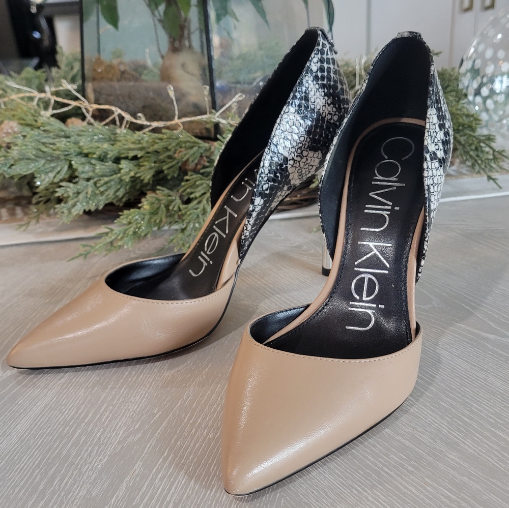 Calvin Klein Sabrina Nappa Snake Stiletto Heel 7